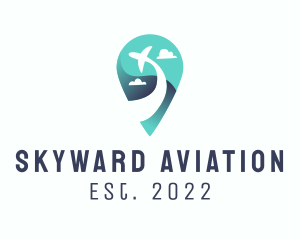 Location Pin Plane Travel logo design