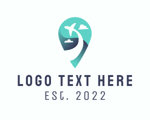 Airplane - Location Pin Plane Travel logo design