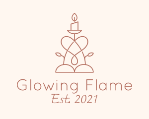 Decorative Heart Candle  logo design