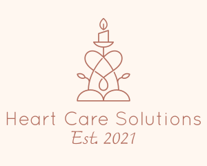 Decorative Heart Candle  logo design