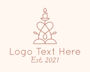 Meditation - Decorative Heart Candle logo design