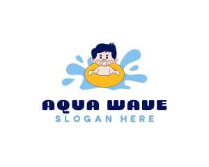 Kid Swimming Floatie logo design