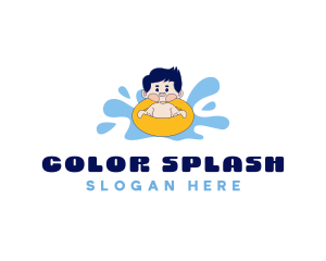 Kid Swimming Floatie logo design