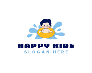 Kid Swimming Floatie logo design