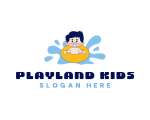 Kid Swimming Floatie logo design