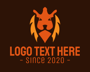 Orange Lion - Aggressive Lion Face logo design