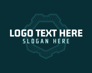 Text - Geometric Cog Mechanical logo design