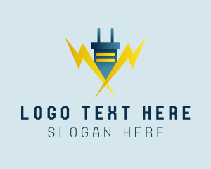 Technology - Lightning Power Plug logo design