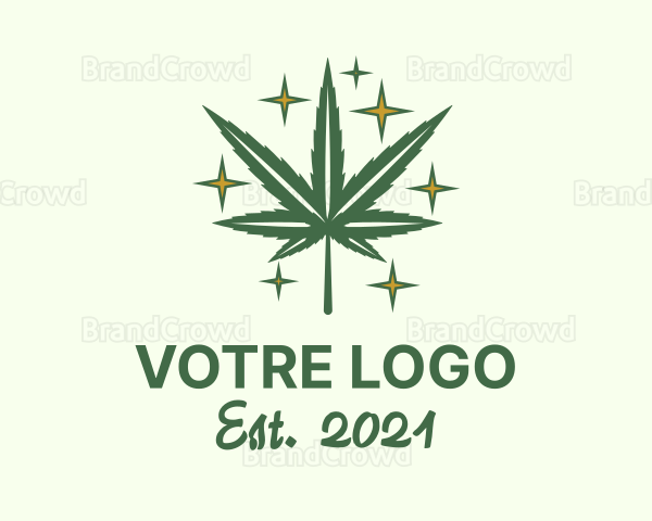 Sparkling Marijuana Leaf Logo