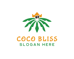 Crown Coconut Leaves logo design