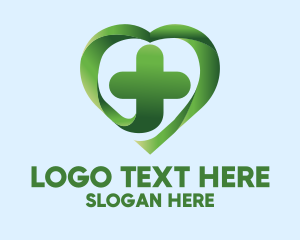 Nurse - Green Cross Heart logo design