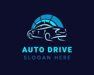 Car - Blue Car Speedometer logo design