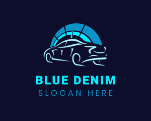 Blue Car Speedometer logo design