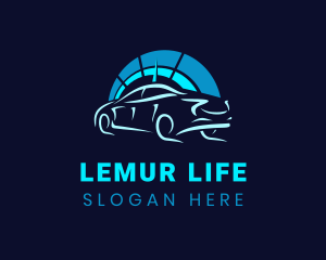 Blue Car Speedometer logo design