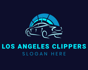Automobile - Blue Car Speedometer logo design