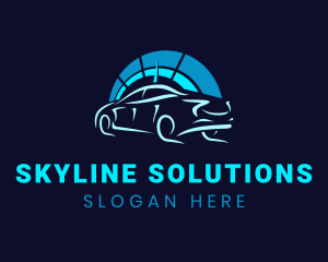 Blue Car Speedometer logo design