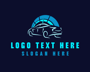 Blue Car Speedometer logo design