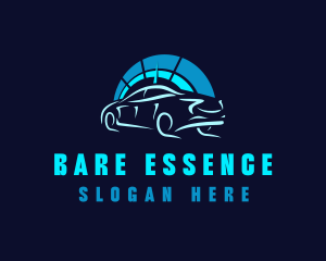 Blue Car Speedometer logo design