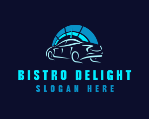 Blue Car Speedometer logo design