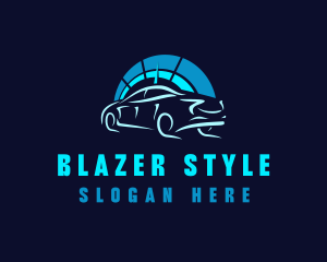 Blue Car Speedometer logo design