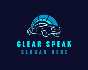 Blue Car Speedometer logo design