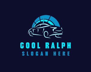 Blue Car Speedometer logo design