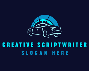 Blue Car Speedometer logo design