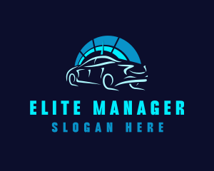 Blue Car Speedometer logo design