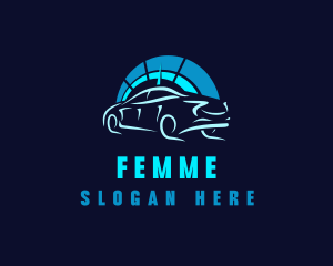 Blue Car Speedometer logo design