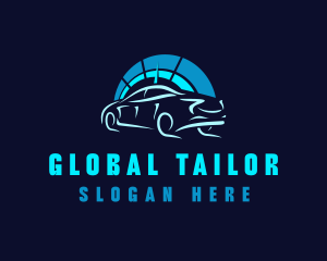 Blue Car Speedometer logo design