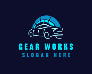 Blue Car Speedometer logo design