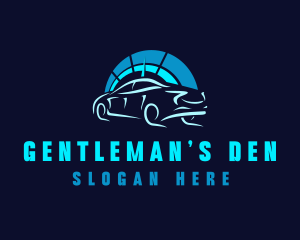 Blue Car Speedometer logo design