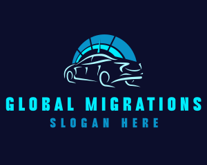 Blue Car Speedometer logo design