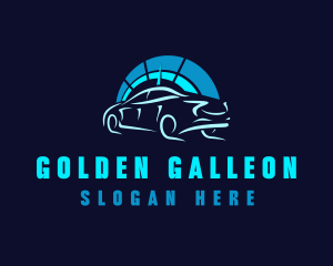 Blue Car Speedometer logo design