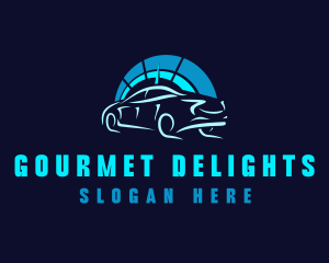 Blue Car Speedometer logo design