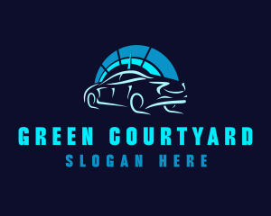 Blue Car Speedometer logo design