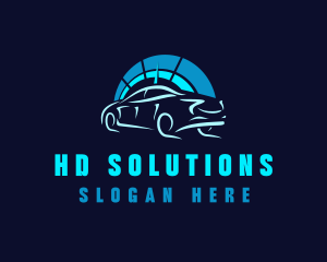 Blue Car Speedometer logo design