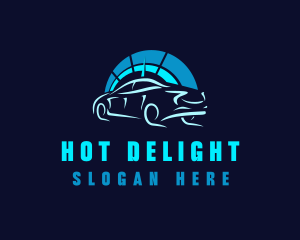 Blue Car Speedometer logo design