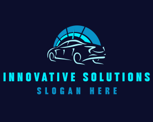 Blue Car Speedometer logo design