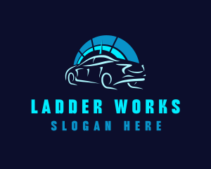 Blue Car Speedometer logo design