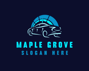 Blue Car Speedometer logo design