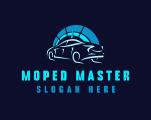 Blue Car Speedometer logo design