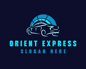 Blue Car Speedometer logo design