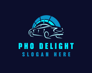 Blue Car Speedometer logo design