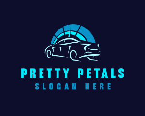 Blue Car Speedometer logo design