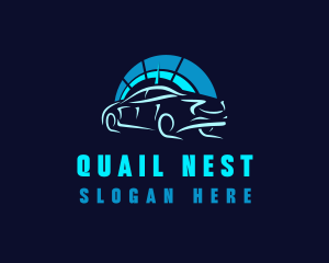 Blue Car Speedometer logo design