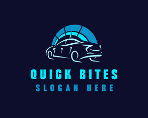 Blue Car Speedometer logo design