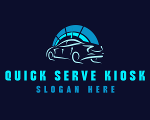 Blue Car Speedometer logo design