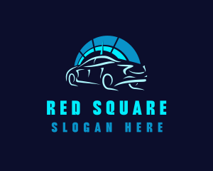 Blue Car Speedometer logo design