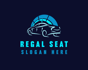 Blue Car Speedometer logo design